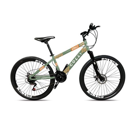 Bicicleta Colli Mônaco Aro 26 Disco 21 V Rapid Fire Cor Vermelho Tamanho do Quadro 13,5 Verde Milita