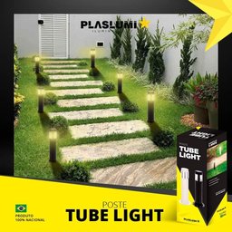 Poste Arandela Tube Light Janela Tampa Transp 39cm Preto - 8