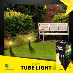 Poste Arandela Tube Light Janela Tampa Transp 39cm Preto - 9
