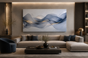 Ver imagem 1 de Quadro Decorativo Azul e Dourado Elegante em Canvas Sala Quarto Grande