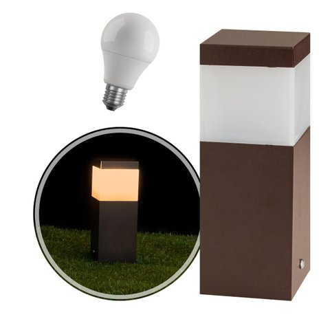 Poste Balizador Marrom 20cm para Jardim em Alumínio + LED Branco Quente ST2791