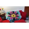 Manta Redonda Decorativa Mandala Margarida Flor Azul Canga Praia Piscina Verão Zen Feminino - 3