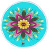Manta Redonda Decorativa Mandala Margarida Flor Azul Canga Praia Piscina Verão Zen Feminino - 1