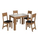 Ver imagem 2 de Conjunto Sala de Jantar Fidelitá Veneza com 4 Cadeiras Freijó/off-white Assento Preto