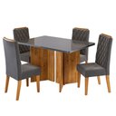 Ver imagem 2 de Mesa de Jantar 4 Lugares Linden com Vidro Mel/grafite/cinza - Viero Móveis