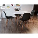 Ver imagem 1 de Conjunto Mesa 4 Cadeiras Pretas Eames Eiffel 90cm Base Madeira Tampo Branco