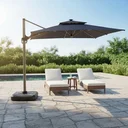 Ver imagem 1 de Sombrero Ombrelone Quadrado para Piscina e Jardim 3X3 em Alumínio Preto com Base