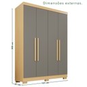 Ver imagem 3 de Guarda-Roupa Solteiro 4 Portas 2 Gavetas com Pés França Espresso Móveis Cinza/Jequitibá/Granizo