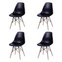 Ver imagem 4 de Conjunto de Mesa 4 Cadeiras Pretas Eames Dkr 90cm Base Madeira Tampo Branco