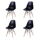 Ver imagem 4 de Conjunto de Mesa 4 Cadeiras Pretas Eames Dkr 110cm Base Madeira Tampo Preto