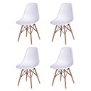 Ver imagem 4 de Conjunto de Mesa 4 Cadeiras Brancas Eames Dkr 110cm Base Madeira Tampo Branco