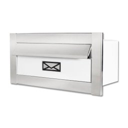 Caixa De Correio carta F Inox polido brilhante espelhado c tarja branca 20 cm profundidade - 1