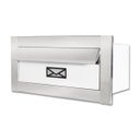 Ver imagem 1 de Caixa de Correio Carta F Inox Polido Brilhante Espelhado C Tarja Branca 20 Cm Profundidade