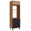 Ver imagem 1 de Torre Quente Laura 63 X 213 X 52 Cm 3 Portas Nicho Forno Microondas Mdp Mel Preto - Clicklar