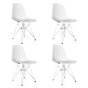Ver imagem 2 de Conjunto Sala de Jantar Eames de Ferro Branco Tampo Redondo 110cm Branco 4 Cadeiras Brancas