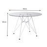 Mesa Eames Ferro Branco Tampo Redondo Vidro 90cm - 2
