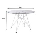 Ver imagem 2 de Mesa Eames Ferro Branco Tampo Redondo Vidro 90cm