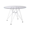 Ver imagem 1 de Mesa Eames Ferro Branco Tampo Redondo Vidro 90cm