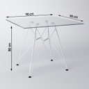 Ver imagem 2 de Conjunto de Mesa Eames de Ferro Branco e Tampo Quadrado Vidro 90cm - 4 Cadeiras Brancas