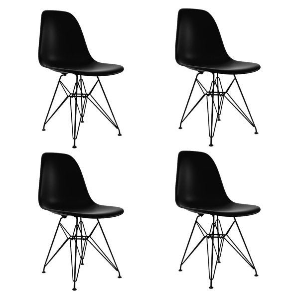 Conjunto Sala de Jantar Eames de Ferro Preto e Tampo Quadrado Preto 90cm 4 Cadeiras Pretas - 2