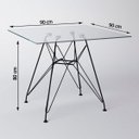 Ver imagem 3 de Conjunto de Mesa Eames de Ferro Preto e Tampo Quadrado Vidro 90cm 4 Cadeiras Pretas