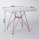 Ver imagem 3 de Conjunto Sala de Jantar Eames de Ferro Cobre e Tampo Quadrado Vidro - 90cm 4 Cadeiras Branca