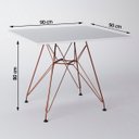 Ver imagem 3 de Conjunto de Mesa Eames de Ferro Cobre e Tampo Quadrado Branco 90cm - 4 Cadeiras Brancas