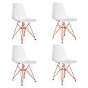 Ver imagem 2 de Conjunto de Mesa Eames de Ferro Cobre e Tampo Quadrado Branco 90cm - 4 Cadeiras Brancas
