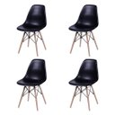 Ver imagem 4 de Conjunto de Mesa e 4 Cadeiras Pretas Eames Dkr 90cm Base Madeira Tampo Preto