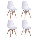 Ver imagem 4 de Conjunto Mesa 4 Cadeiras Brancas Eames Eiffel 90cm Base Madeira Tampo Branco