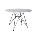 Ver imagem 1 de Mesa Eames Ferro Preto Tampo Redondo Madeira Branco 110cm