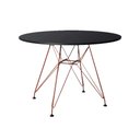 Ver imagem 1 de Mesa Eiffel Redonda 90cm Tampo de Madeira Preto com Base de Ferro Cobre