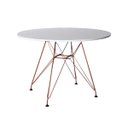 Ver imagem 1 de Mesa Eiffel Redonda 90cm Tampo de Madeira Branco com Base de Ferro Cobre