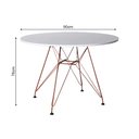 Ver imagem 2 de Mesa Eiffel Redonda 90cm Tampo de Madeira Branco com Base de Ferro Cobre