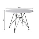Ver imagem 2 de Mesa Eiffel Redonda 90cm Tampo de Madeira Branco com Base de Ferro Preto