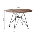 Ver imagem 2 de Mesa Eiffel Redonda 90cm Tampo de Madeira Amendôa com Base de Ferro Preto