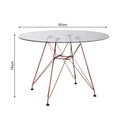 Ver imagem 2 de Mesa Eiffel Redonda 90cm Tampo de Vidro com Base de Ferro Cobre