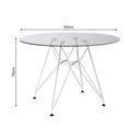 Ver imagem 2 de Mesa Eiffel Redonda 90cm Tampo de Vidro com Base de Ferro Branco