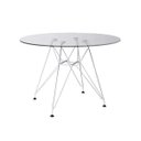Ver imagem 1 de Mesa Eiffel Redonda 90cm Tampo de Vidro com Base de Ferro Branco