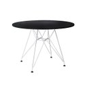 Ver imagem 1 de Mesa Eiffel Redonda 110cm Tampo de Madeira Preto com Base de Ferro Branco
