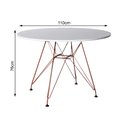 Ver imagem 2 de Mesa Eiffel Redonda 110cm Tampo de Madeira Branco com Base de Ferro Cobre