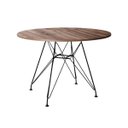 Ver imagem 1 de Mesa Eiffel Redonda 110cm Tampo de Madeira Amendôa com Base de Ferro Preto