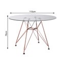 Ver imagem 2 de Mesa Eiffel Redonda 110cm Tampo de Vidro com Base de Ferro Cobre