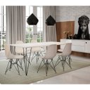 Ver imagem 1 de Conjunto de Mesa Eames Clips de Ferro Preto Tampo Branco 135x75 6 Cadeiras Assento Branco