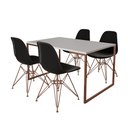 Ver imagem 2 de Mesa Industrial Base Ferro Cobre 137x90 Tampo Branco 4 Cadeiras Eiffel Ferro Cobre Assento Preto
