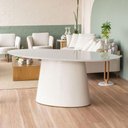 Ver imagem 2 de Mesa de Jantar Cone Oval Laqueada com Vidro 3mm 140x90 Branco para Sala