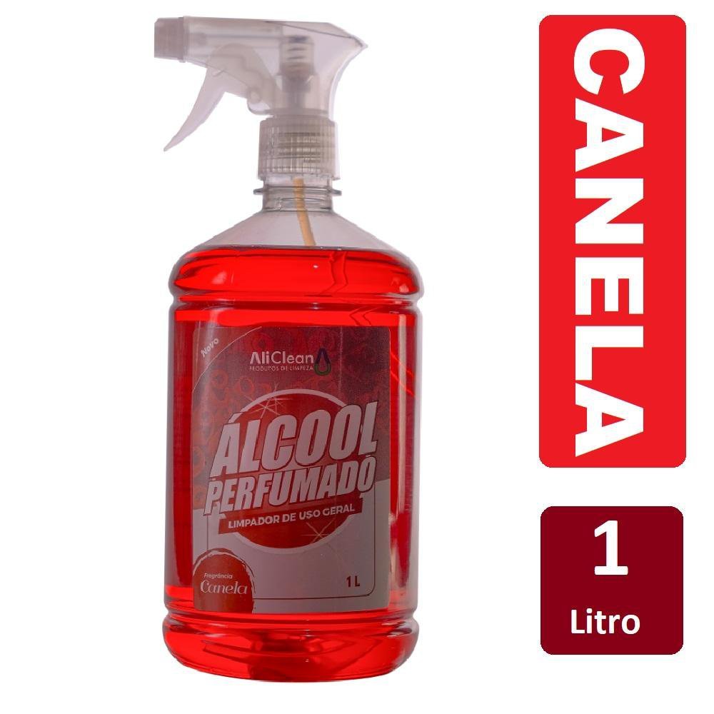 Álcool Perfumado Com Bactericida Para Limpeza Com Borrifador 1 Litro - Canela - 2