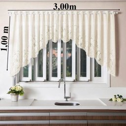 Cortina Renda Cascata Tulipinhas Creme Cozinha - 4