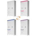 Ver imagem 3 de Guarda Roupa Solteiro 04 Portas Madri Branco/rosa/azul/lilás - Moval