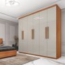 Guarda Roupa Casal em MDF 6 Portas 4 Gavetas Suecia Tcil Tcil Móveis Roupeiro Casal Suécia Cinamomo  - 1